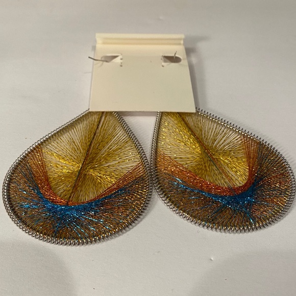 Silky Wires Earrings - Yellow Orange Blue - Picture 3 of 4